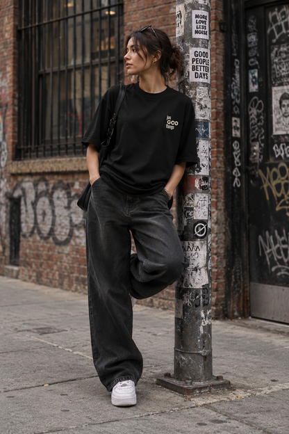 JGT Oversized Terry-Knit T-Shirt - Black, 260 GSM